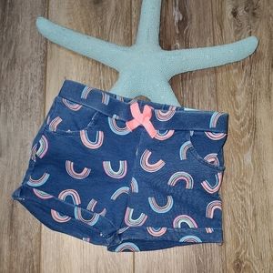 Girl's Cynthia Rowley cuffed knit, denim color, rainbow print shorts Sz. 5-6